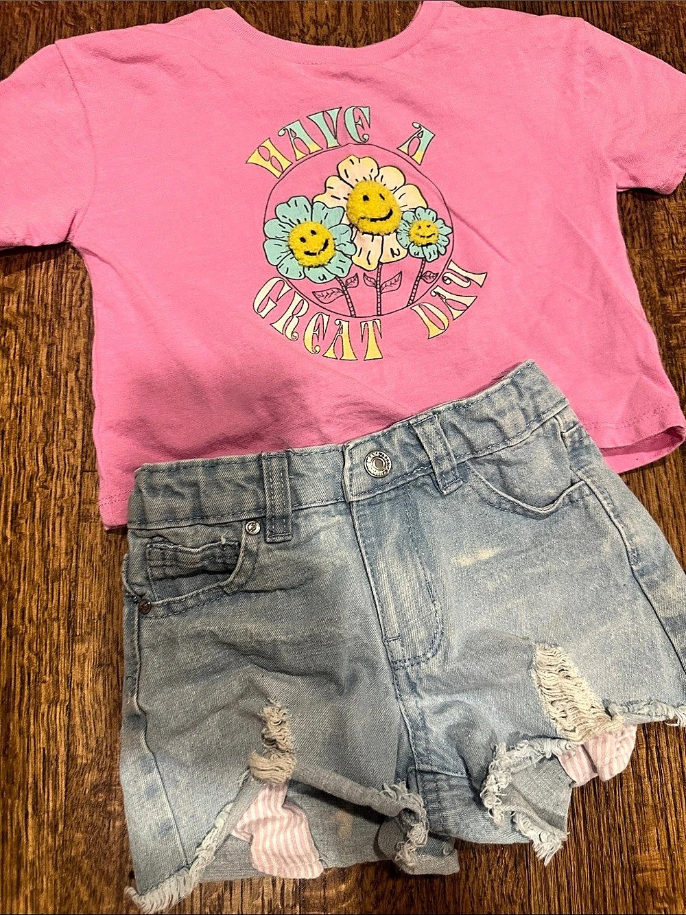 Jessica Simpson Kids 2-Piece Graphic Tee & Denim Shorts Set Graphic Tee Denim
